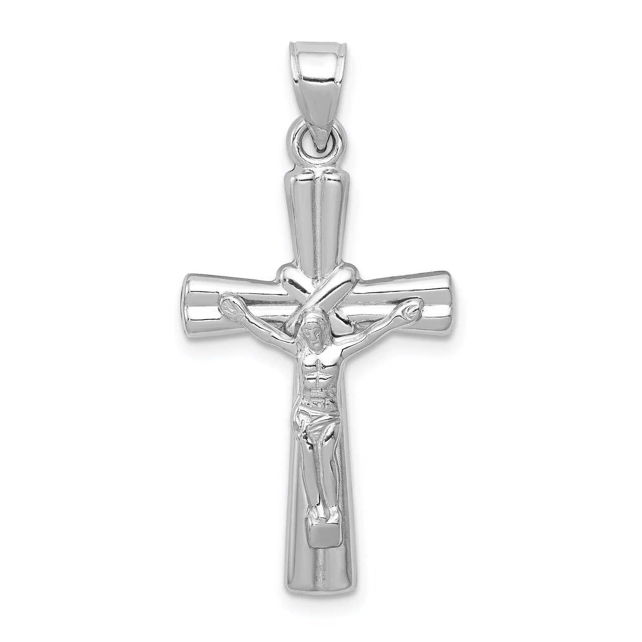 14K White Gold Crucifix Pendant Charm Religious Jewelry 34 X 16mm